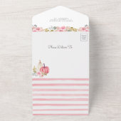 Little Pumpkin Pink Floral Navy Blue Baby Shower All In One Invitation (Outside)