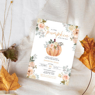 Little Pumpkin Pink FloralFall Baby Shower  Invitation