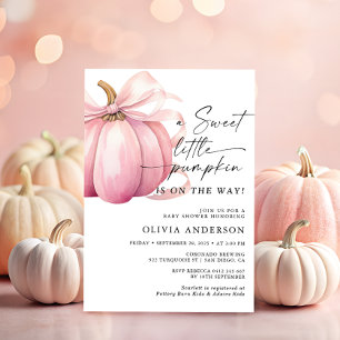 Little Pumpkin Pink Girl Baby Shower Invitation