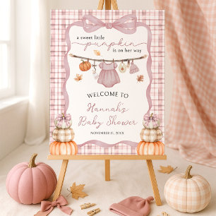 Little Pumpkin Pink Girl Baby Shower Welcome Sign