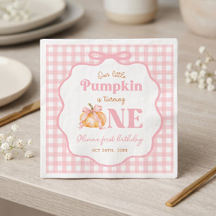 Little Pumpkin Pink Girl Birthday Napkins