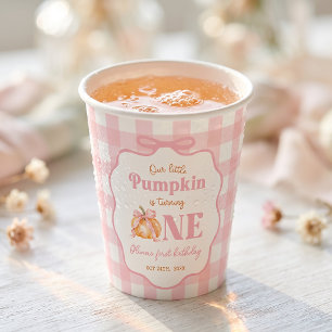 Little Pumpkin Pink Girl Birthday Paper Cups