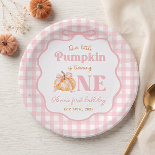 Little Pumpkin Pink Girl Birthday Paper Plates