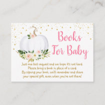 Little Pumpkin Pink Gold Baby Shower Book Request Enclosure Card
