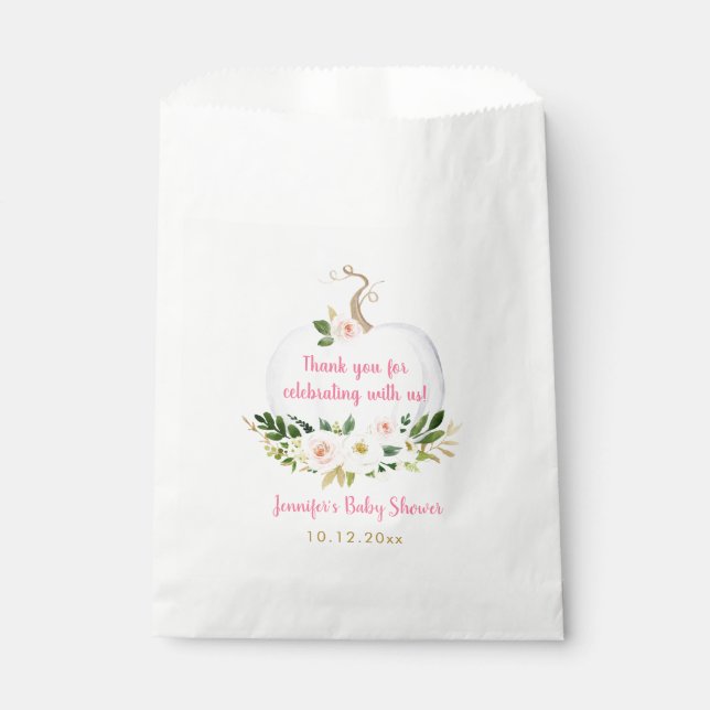 Little Pumpkin Pink Gold Baby Shower Favor Bag (Front)