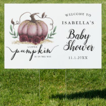 Little Pumpkin Pink Gold Baby Shower Welcome Yard Sign