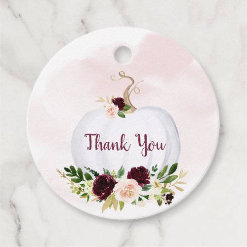 Little Pumpkin Pink Gold Burgundy Baby Shower Favor Tags