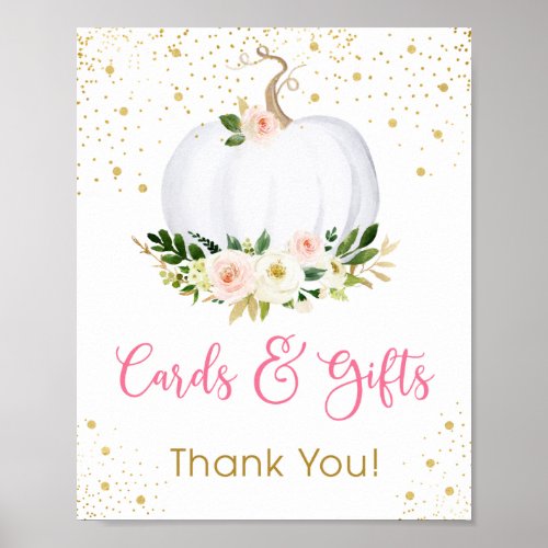 Little Pumpkin Pink Gold Cards  Gifts Sign
