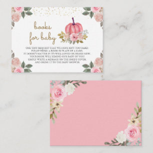 Little Pumpkin Pink Gold Floral Book Request Enclosure Card