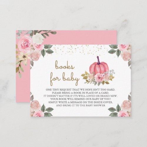 Little Pumpkin Pink Gold Floral Book Request Enclosure Card