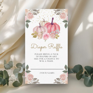 Little Pumpkin Pink Gold Floral Diaper Raffle Enclosure Card