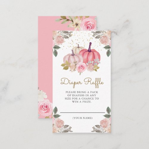 Little Pumpkin Pink Gold Floral Diaper Raffle Enclosure Card
