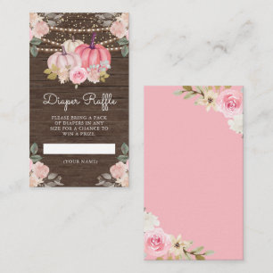 Little Pumpkin Pink Gold Floral Wood Diaper Raffle Enclosure Card