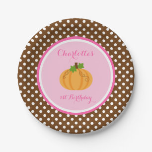 Little Pumpkin Pink Orange Girl Birthday Paper Plates