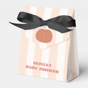 Little Pumpkin Pink Stripes Girl Baby Shower Favor Boxes