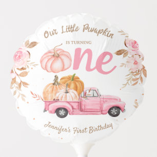 Little Pumpkin Pink Truck Girl Fall 1st Birthday Balloon
