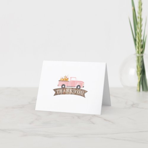 Little Pumpkin Pink Truck Thank You Card