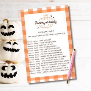 Little Pumpkin Plaid Baby Shower Predictions Game