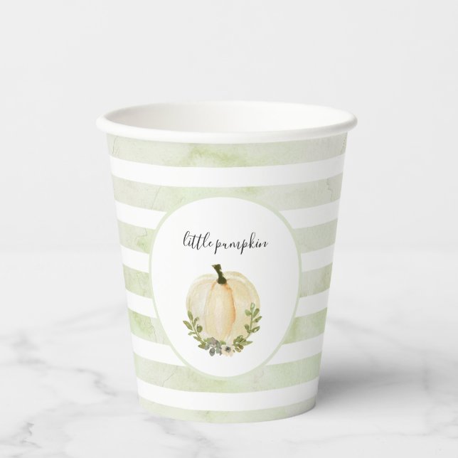 Little Pumpkin Plates Rustic Fall Baby Shower Paper Cups (Front)