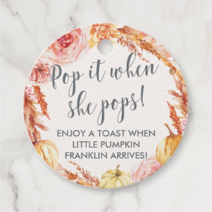 Little pumpkin pop it when she pops wine tags