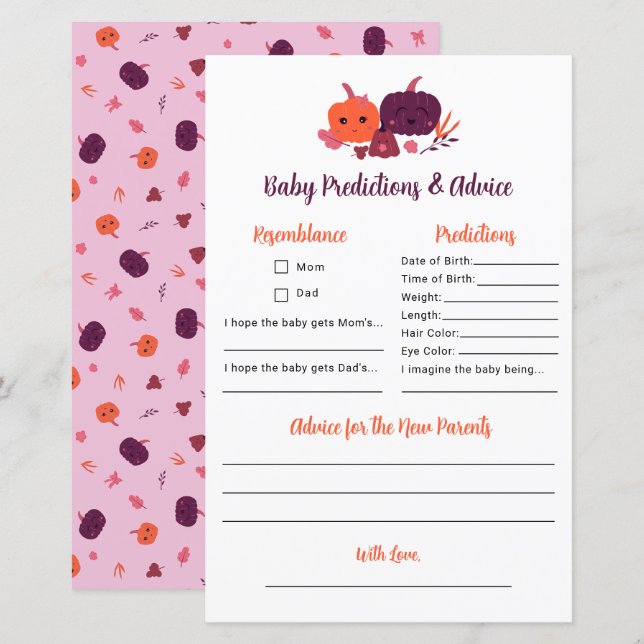 Little Pumpkin Predictions & Advice Baby Shower (Front/Back)