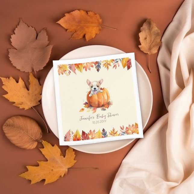 Little Pumpkin Puppy Baby Shower  Napkins (Pumpkin Puppy Baby Shower Napkins)