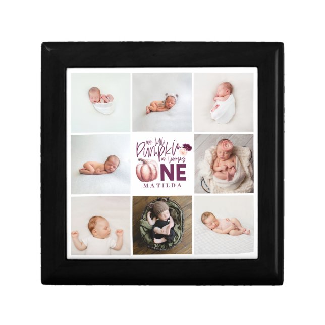 little pumpkin purple 1st birthday multi photo gift box (Front)