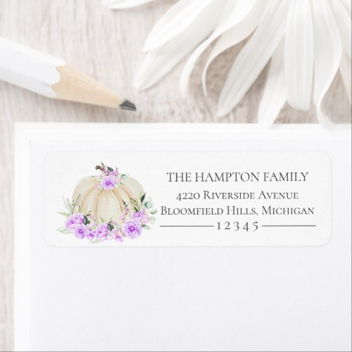 Little Pumpkin Purple Floral Return Address Label