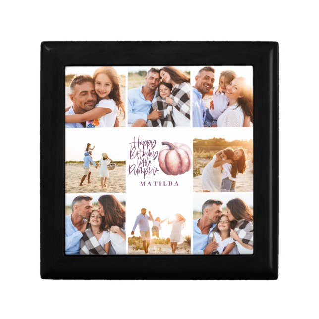 little pumpkin purple pink floral multi photo gift box (Front)