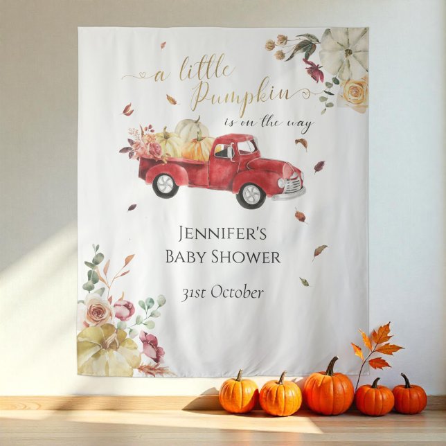 Little Pumpkin Red Truck Baby Shower Backdrop (Creator Uploaded)