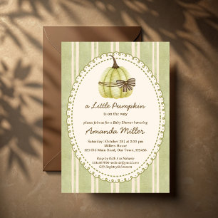 Little pumpkin retro stripes baby shower invitation