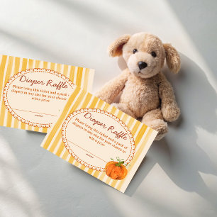 Little pumpkin retro stripes diaper raffle enclosure card