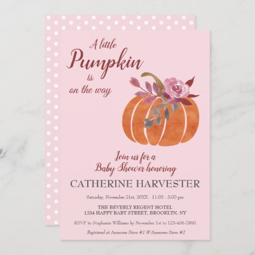 Little Pumpkin Rustic Autumn Baby Shower  Invitation