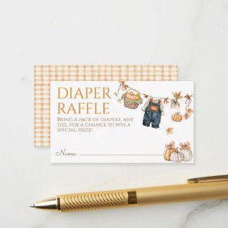 Little Pumpkin Rustic Baby Shower Diaper Raffle Enclosure Card