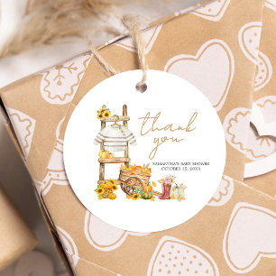 Little Pumpkin Rustic Baby Shower Round Favor Tags