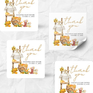 Little Pumpkin Rustic Baby Shower Square Sticker