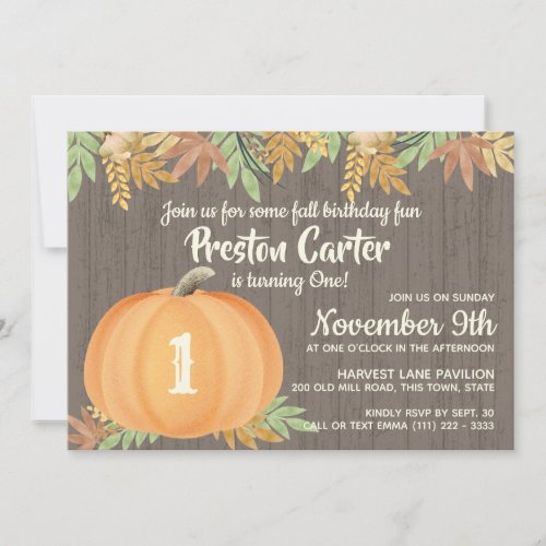 Little Pumpkin Rustic Birthday Invitation