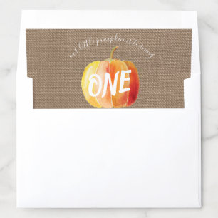 Little Pumpkin Rustic Burlap 1st Birthday Envelope Liner