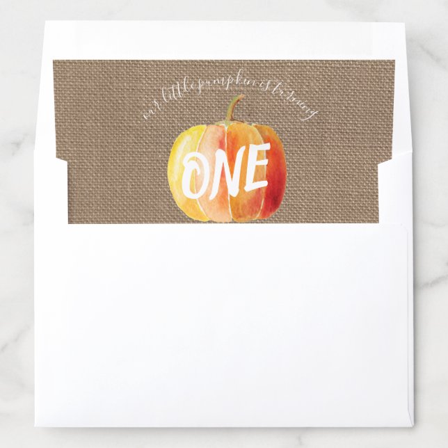 Little Pumpkin Rustic Burlap 1st Birthday Envelope Liner (In Envelope)
