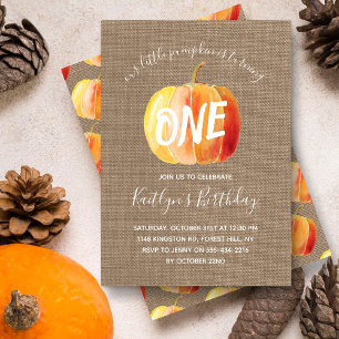 Little Pumpkin Rustic Burlap 1st Birthday Invitation
