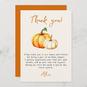 Little Pumpkin Rustic Fall Autumn Baby Shower Thank You Card