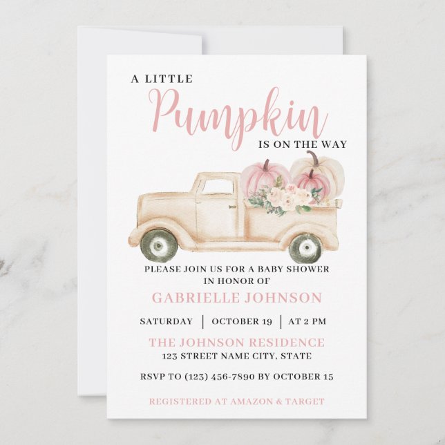 Little Pumpkin Rustic Fall Baby Shower Invitation (Front)