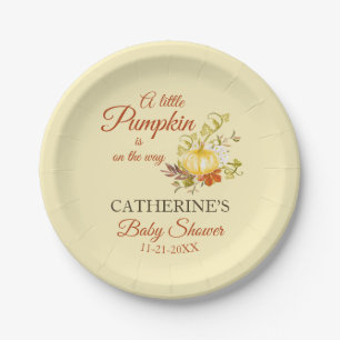Little Pumpkin Rustic Fall Baby Shower Paper Plates