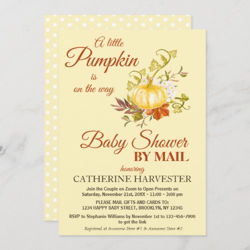 Little Pumpkin Rustic Fall Virtual Baby Shower Invitation