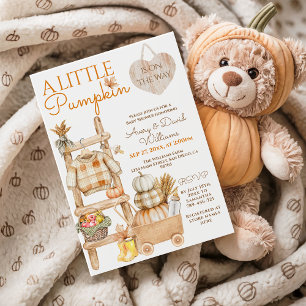 Little Pumpkin Rustic Farm Fall Baby Shower Invitation