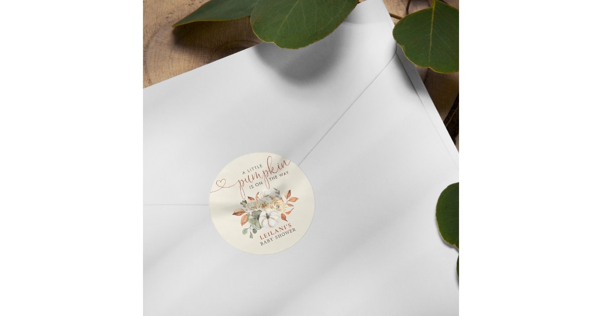 Little Pumpkin Rustic Floral Baby Shower Classic Round Sticker | Zazzle