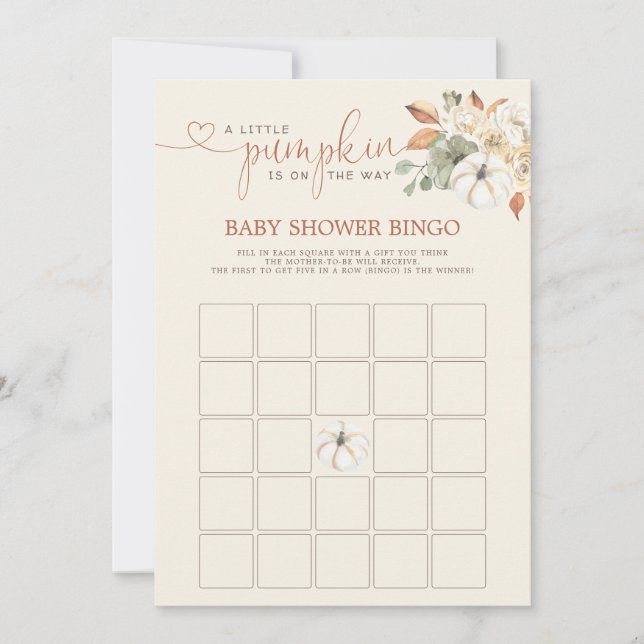 Little Pumpkin Rustic Floral Bingo Shower Games Invitation (Front)
