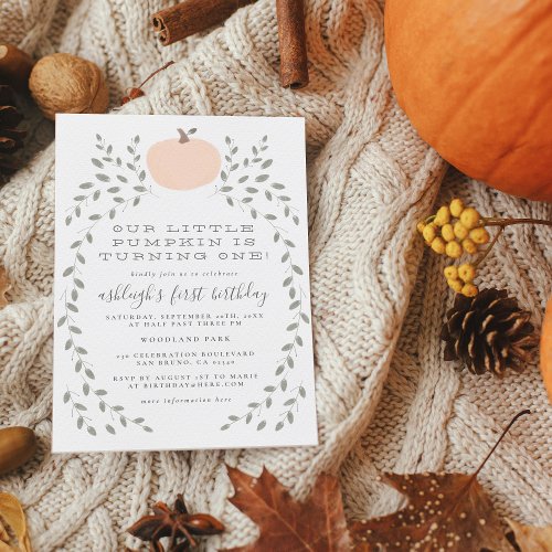 Little Pumpkin Rustic Girls First Birthday Party Invitation