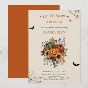 Little Pumpkin Rustic Halloween Baby Shower Party Invitation