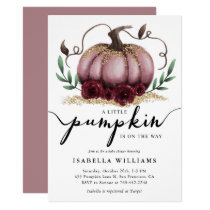 Little Pumpkin Rustic Pink Gold Baby Shower Invitation Little Pumpkin Rustic Pink Gold Baby Shower Invitation